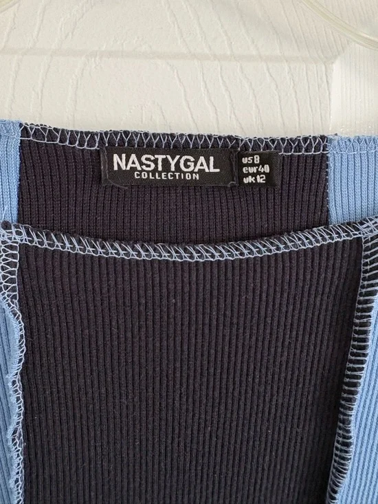 Nasty Gal Patchwork Colorblock Long Sleeve Dress - Light Blue, Black, Olive - Picture 4 of 5